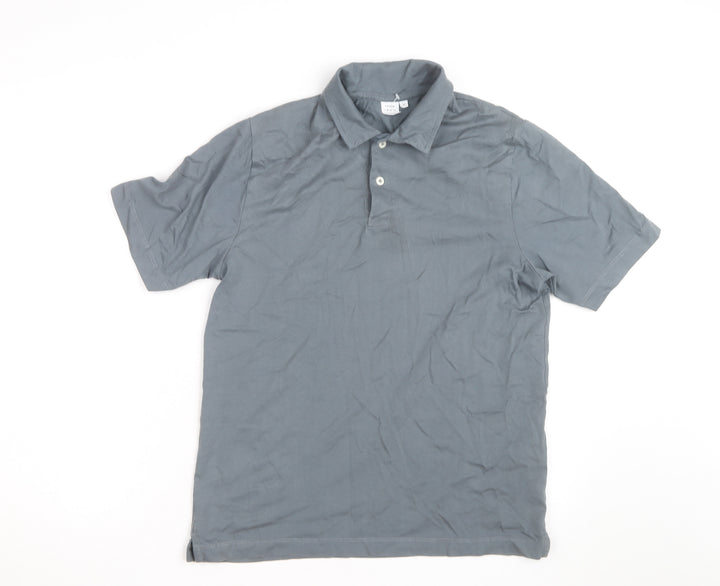 John Lewis Men’s Grey Cotton Polo Shirt Size M Short Sleeve Casual