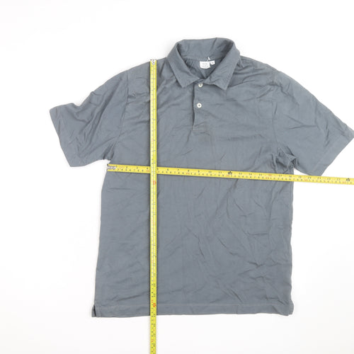 John Lewis Men’s Grey Cotton Polo Shirt Size M Short Sleeve Casual