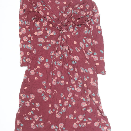 Fat Face Women Red Floral A-Line Knee Length Dress Size 8