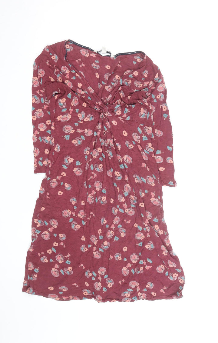 Fat Face Women Red Floral A-Line Knee Length Dress Size 8