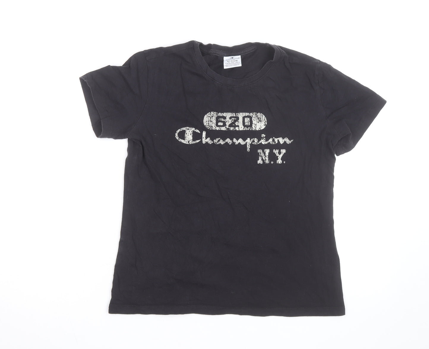 Champion Boys Black Medium Graphic Logo Cotton T-Shirt
