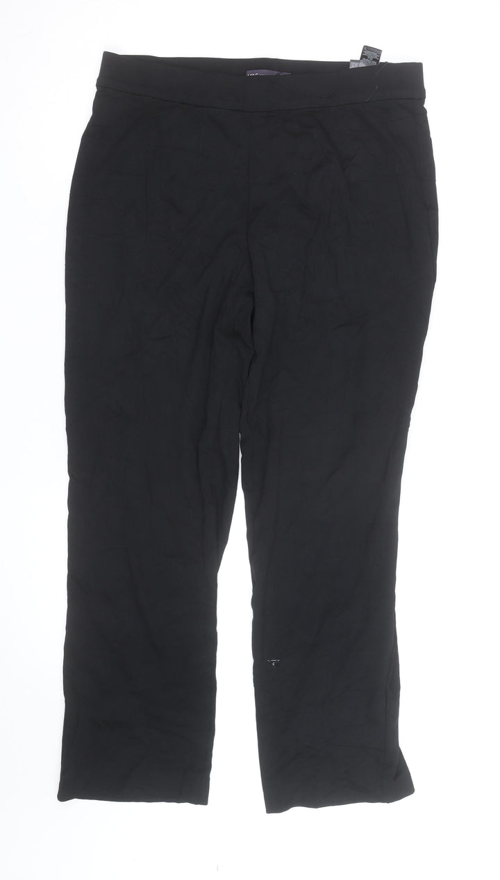 Marks and Spencer Women Black Size 14 Straight Leg Lightweight Trousers