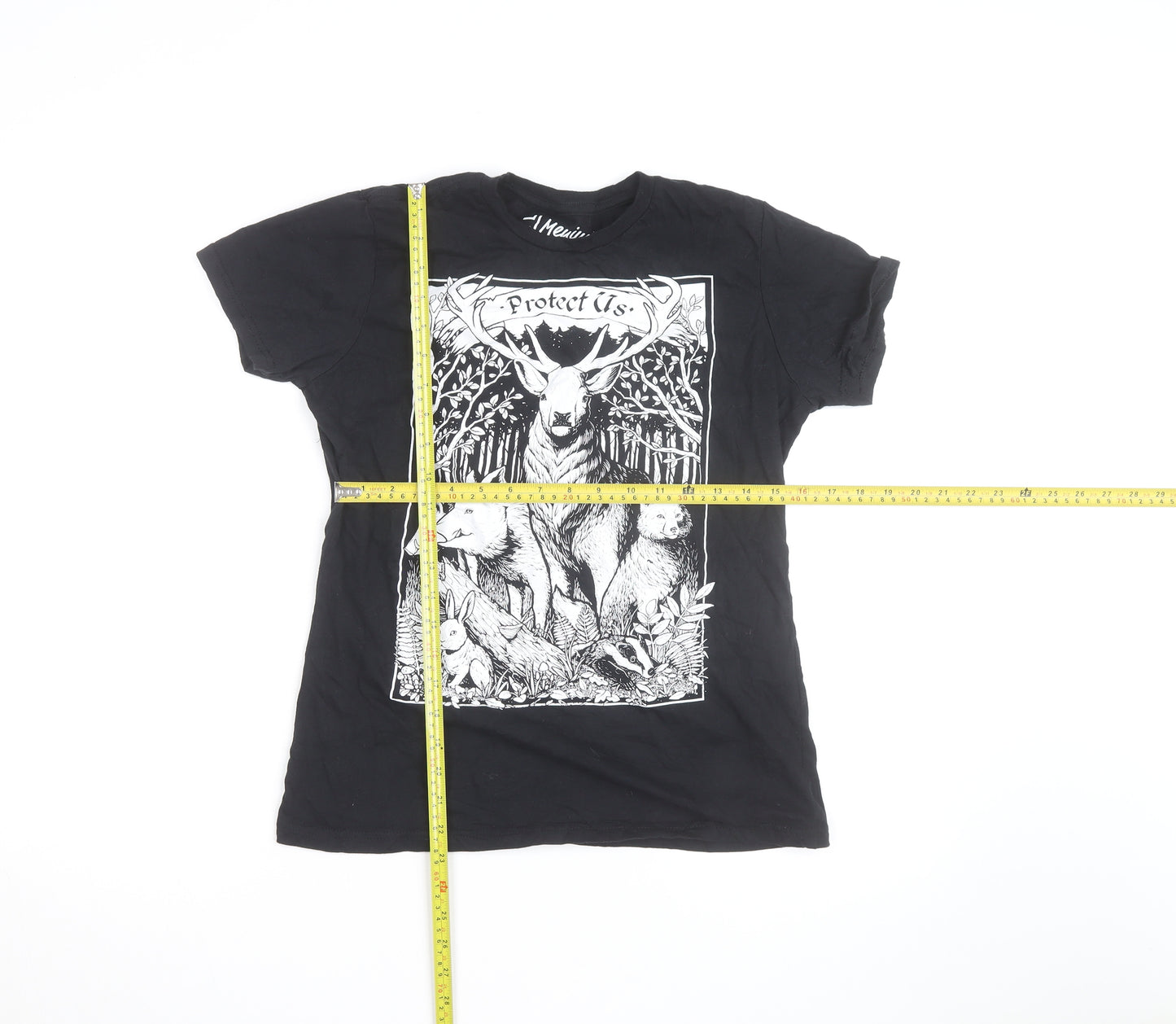 Meniina Womens Black Animal Nature Print T-Shirt Size L