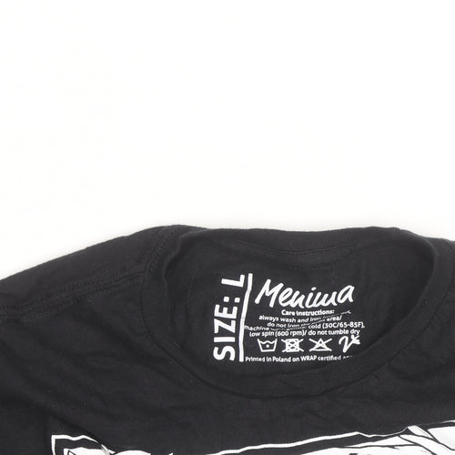 Meniina Womens Black Animal Nature Print T-Shirt Size L