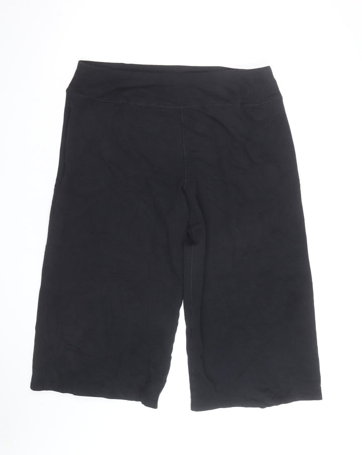 Marks and Spencer Womens Black Cropped Trousers Size 16 Cotton Blend