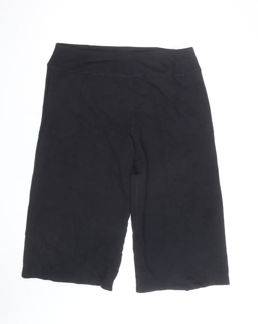 Marks and Spencer Womens Black Cropped Trousers Size 16 Cotton Blend