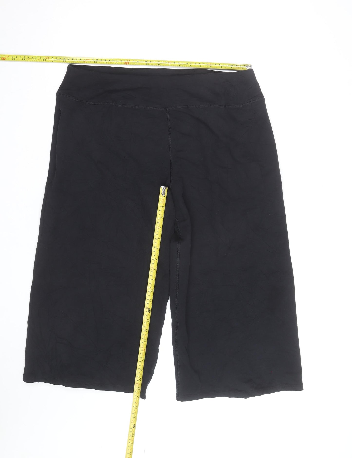Marks and Spencer Womens Black Cropped Trousers Size 16 Cotton Blend