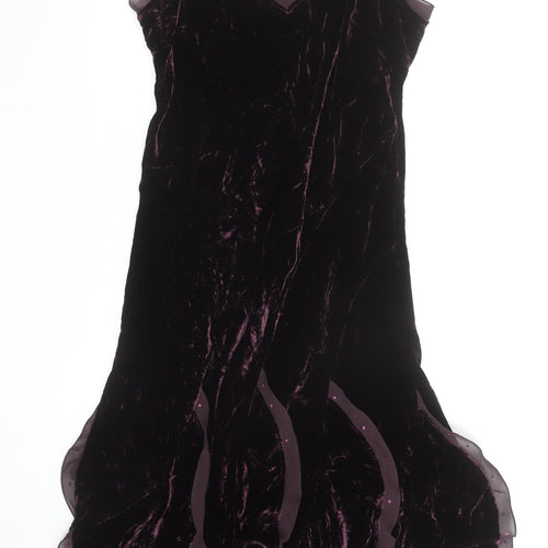 Marks and Spencer Per Una Women's Purple Velvet Midi Slip Dress Size 16