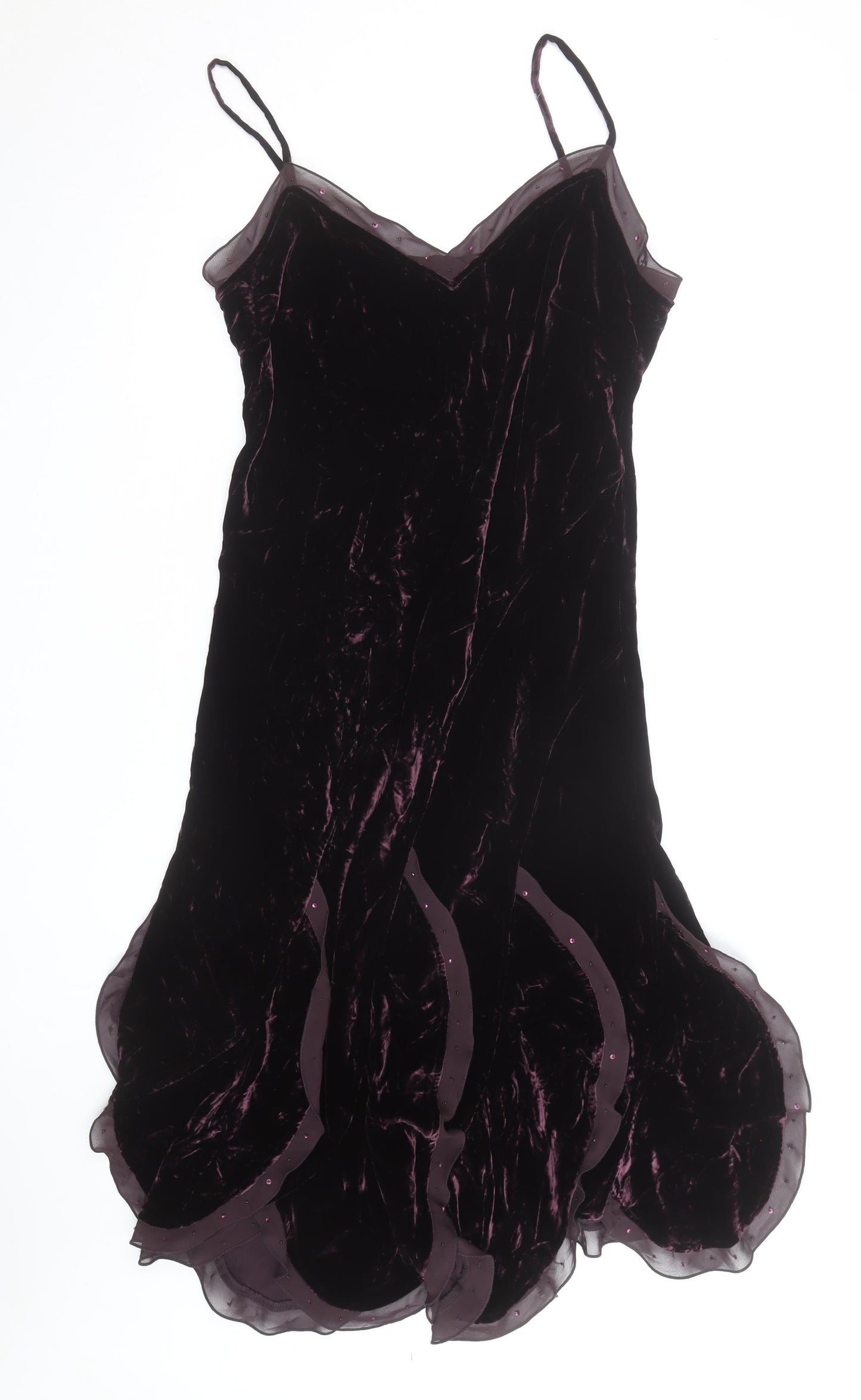 Marks and Spencer Per Una Women's Purple Velvet Midi Slip Dress Size 16