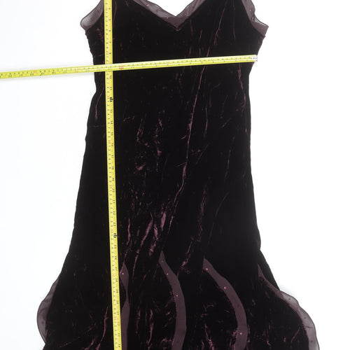 Marks and Spencer Per Una Women's Purple Velvet Midi Slip Dress Size 16