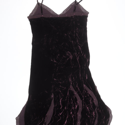Marks and Spencer Per Una Women's Purple Velvet Midi Slip Dress Size 16