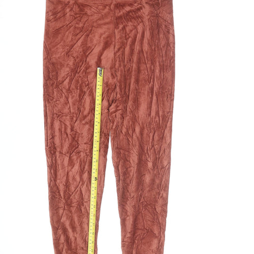 Marks and Spencer Womens Brown Velvet Leggings Size 10 Stretch Pull-On