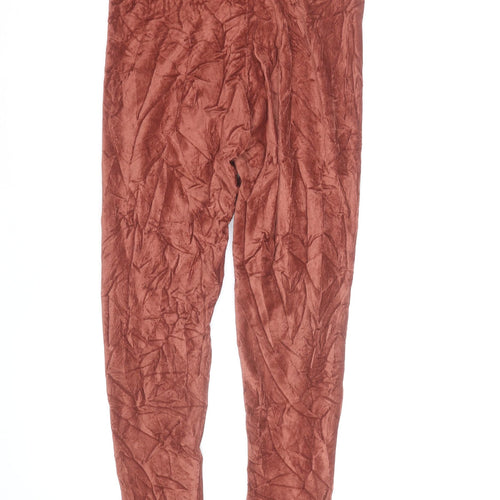 Marks and Spencer Womens Brown Velvet Leggings Size 10 Stretch Pull-On