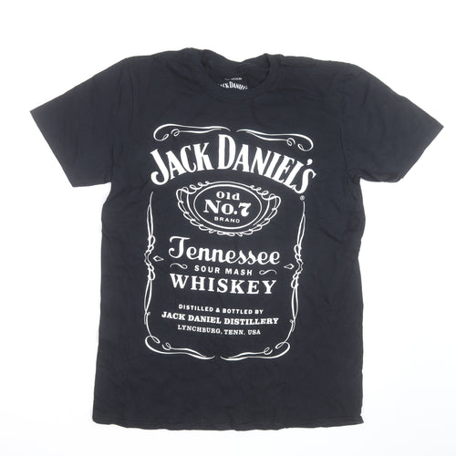 Jack Daniel's Men's Black Graphic T-Shirt Medium Cotton Crew Neck