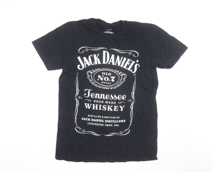 Jack Daniel's Men's Black Graphic T-Shirt Medium Cotton Crew Neck