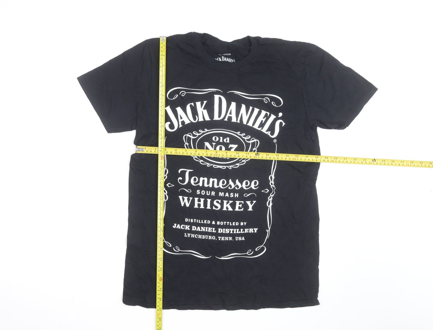 Jack Daniel's Men's Black Graphic T-Shirt Medium Cotton Crew Neck