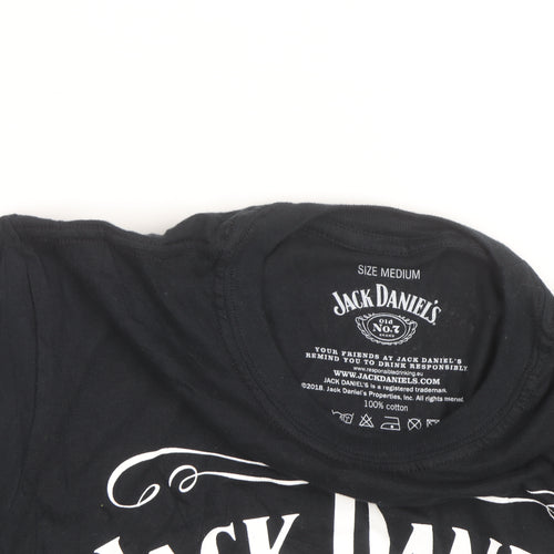 Jack Daniel's Men's Black Graphic T-Shirt Medium Cotton Crew Neck