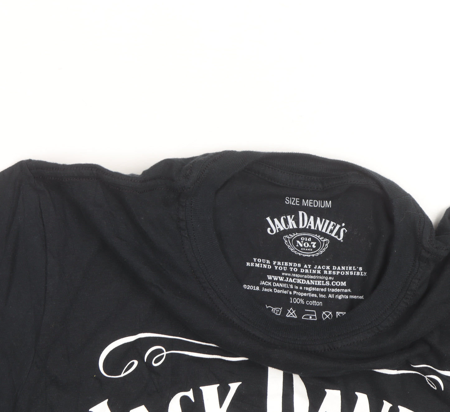 Jack Daniel's Men's Black Graphic T-Shirt Medium Cotton Crew Neck