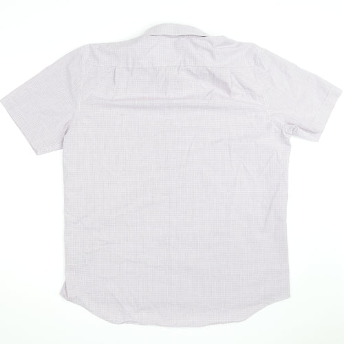 Marks and Spencer Men’s White Check Short Sleeve Regular Fit Shirt Size 17