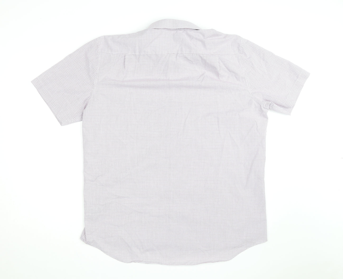 Marks and Spencer Men’s White Check Short Sleeve Regular Fit Shirt Size 17