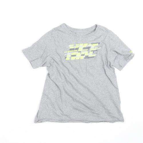 Nike Boys Grey Graphic T-Shirt 12-13 Years Short Sleeve Sports Tee