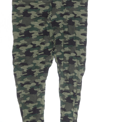 Marks and Spencer Women's Green Camouflage Cotton Stretch Leggings Size 10