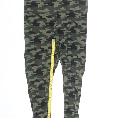 Marks and Spencer Women's Green Camouflage Cotton Stretch Leggings Size 10