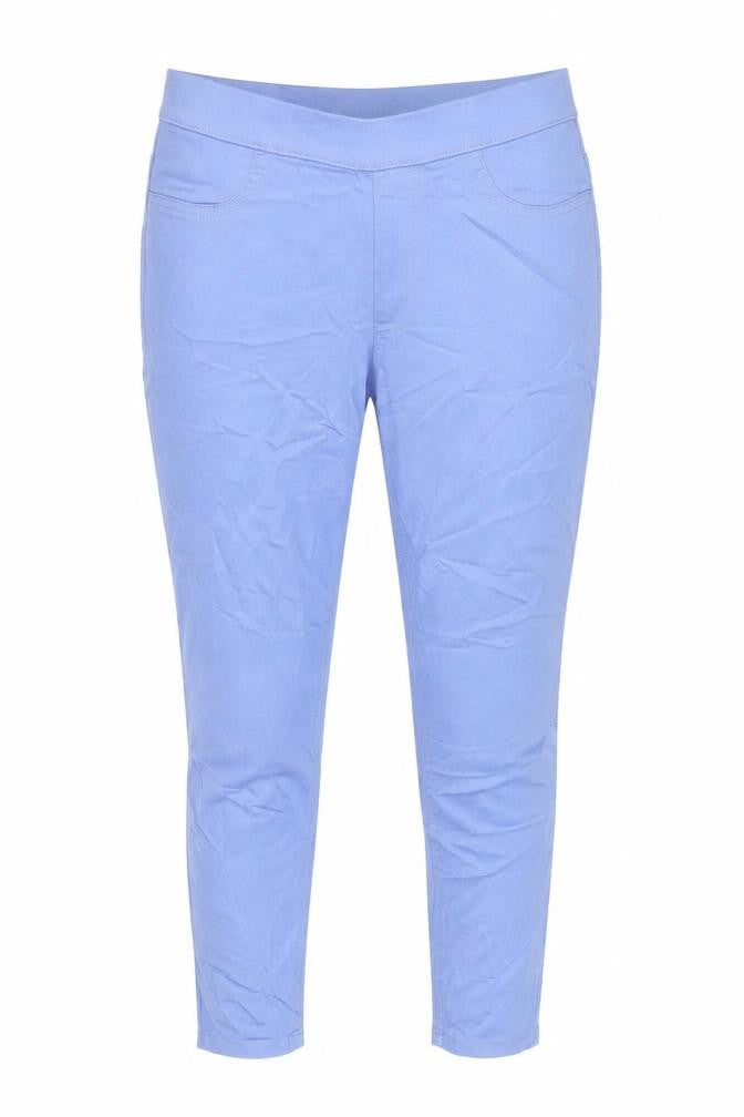 Front view of Marks & Spencer women’s blue, size UK 12 slim, jegging stretch trousers