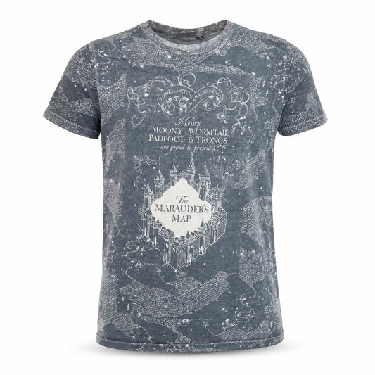 Harry Potter Men's Grey Marauder's Map T-Shirt Size S Regular Fit