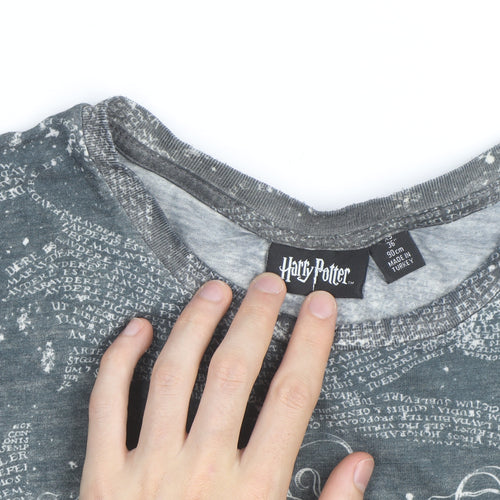 Harry Potter Men's Grey Marauder's Map T-Shirt Size S Regular Fit