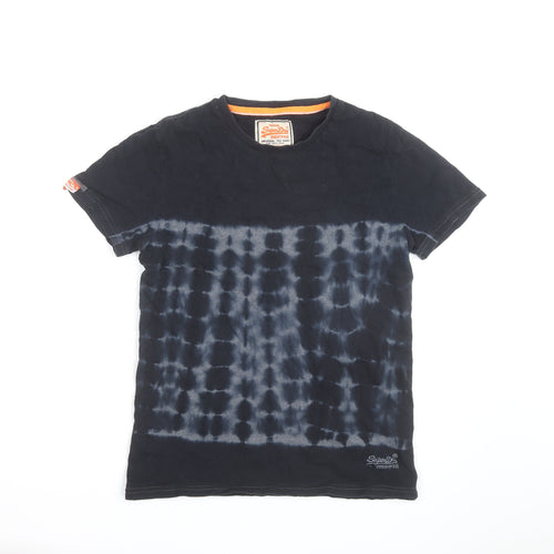 Superdry Men's Black Tie Dye Vintage Slim Fit T-Shirt Size S