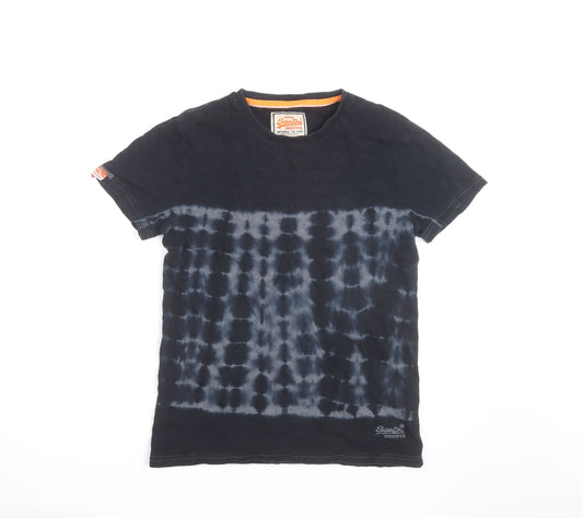 Superdry Men's Black Tie Dye Vintage Slim Fit T-Shirt Size S