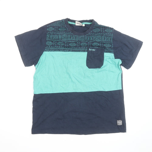 Lee Cooper Men's Blue Aztec Print Short Sleeve Cotton T-Shirt Size S