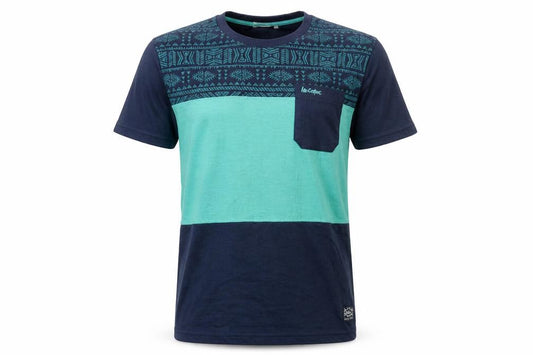 Lee Cooper Men's Blue Aztec Print Short Sleeve Cotton T-Shirt Size S