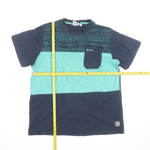 Lee Cooper Men's Blue Aztec Print Short Sleeve Cotton T-Shirt Size S