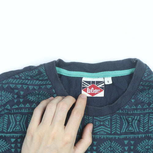 Lee Cooper Men's Blue Aztec Print Short Sleeve Cotton T-Shirt Size S