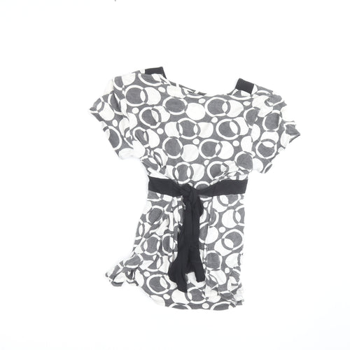 Wallis Petite Women's Black & White Geometric Wrap Blouse Size 12