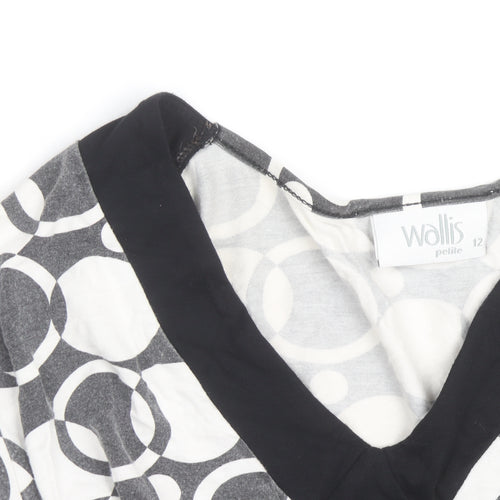 Wallis Petite Women's Black & White Geometric Wrap Blouse Size 12