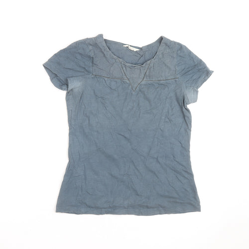 White Stuff Women's Blue Cotton Short Sleeve T-Shirt UK 8