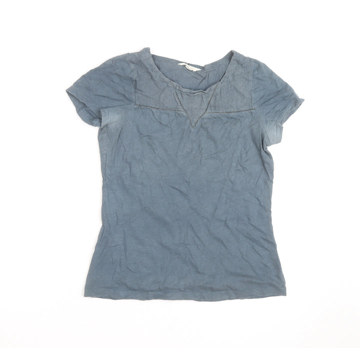 White Stuff Women's Blue Cotton Short Sleeve T-Shirt UK 8