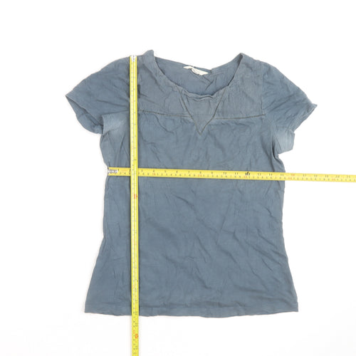 White Stuff Women's Blue Cotton Short Sleeve T-Shirt UK 8