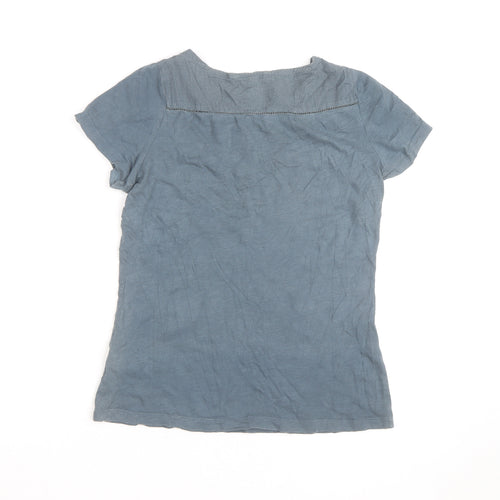 White Stuff Women's Blue Cotton Short Sleeve T-Shirt UK 8