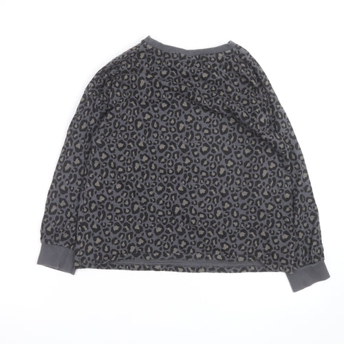 The Rolling Stones Women's Grey Leopard Sequin Long Sleeve T-Shirt Size 8