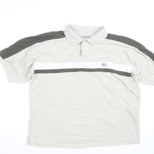 Gola Men’s Beige Colourblock Polo Shirt Size L Short Sleeve Cotton