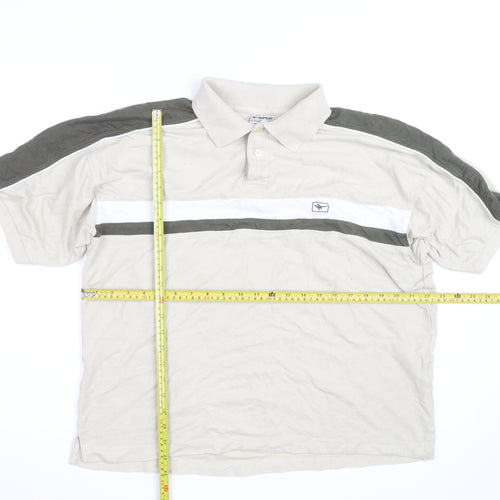 Gola Men’s Beige Colourblock Polo Shirt Size L Short Sleeve Cotton