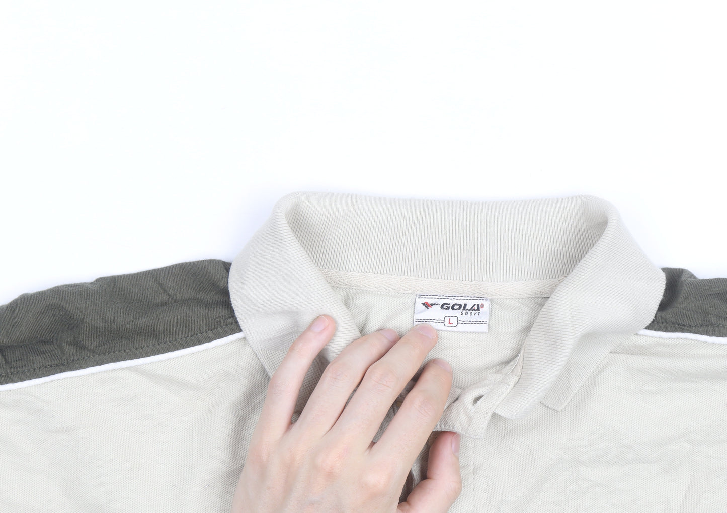 Gola Men’s Beige Colourblock Polo Shirt Size L Short Sleeve Cotton
