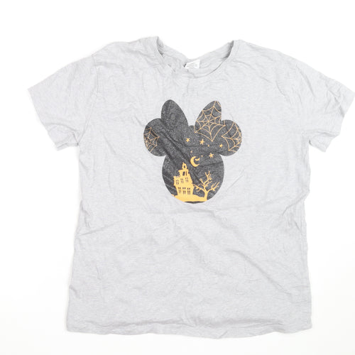Disney Tu Women Grey Halloween Minnie Mouse Graphic T-Shirt Size 14