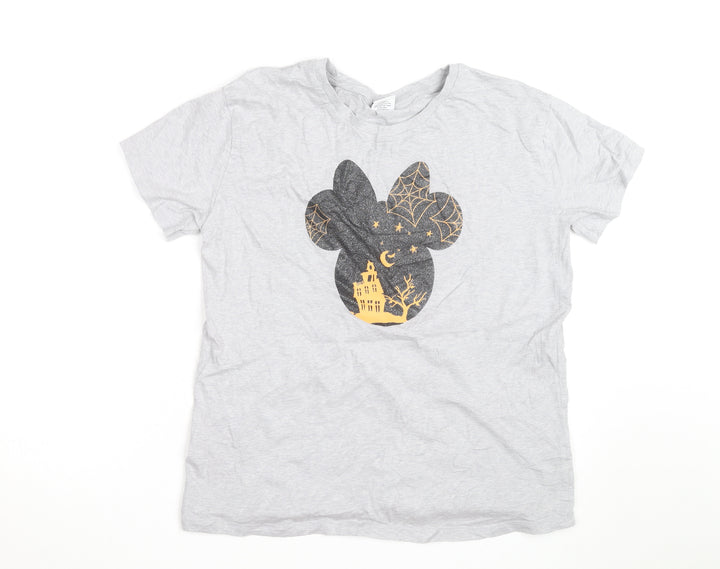 Disney Tu Women Grey Halloween Minnie Mouse Graphic T-Shirt Size 14
