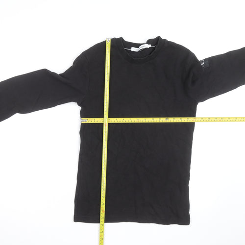 Calvin Klein Jeans Men's Black Waffle-Knit Cotton Jumper S