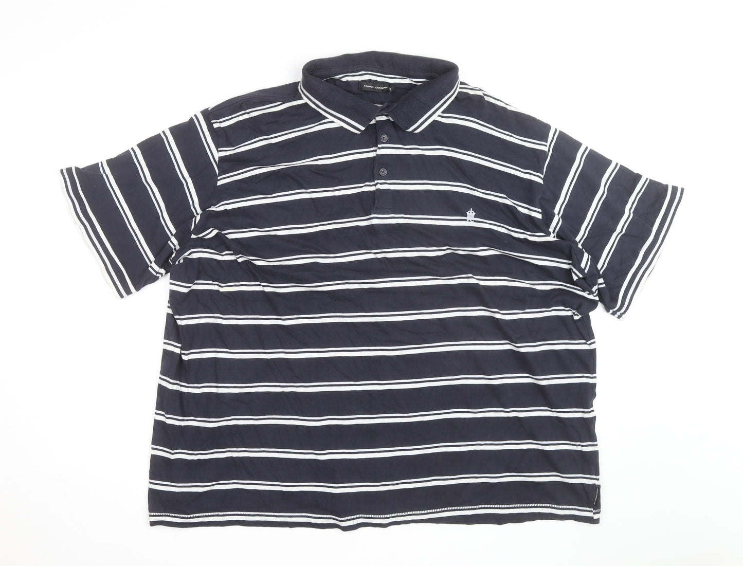 French Connection Men's Blue Striped 3XL Polo Shirt